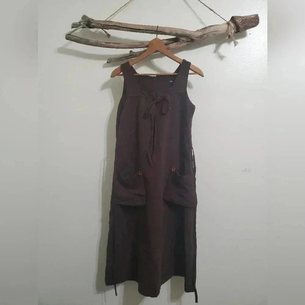 Vina Plum Cottagecore Mid-Modern Century Thin Curdorouy Apron Dress - Picture 1 of 1